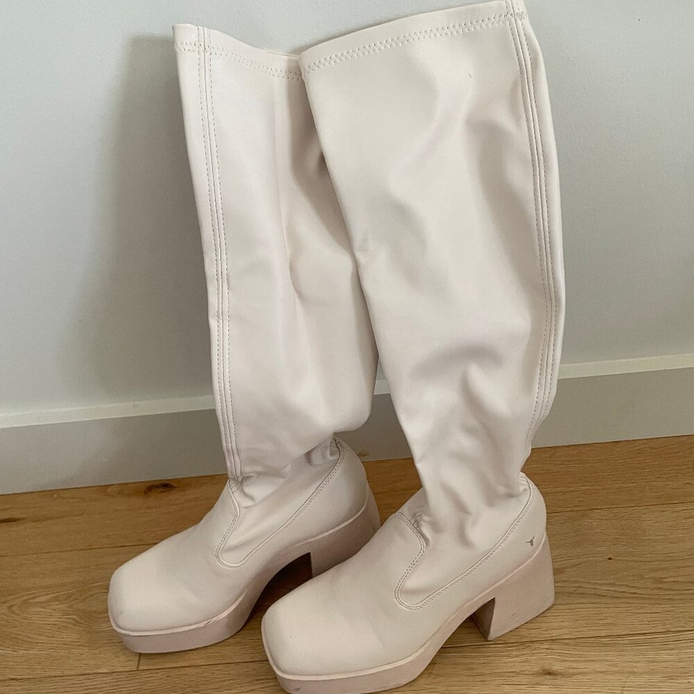 Windsor Smith‎ White Stretch Sock Platform Boots